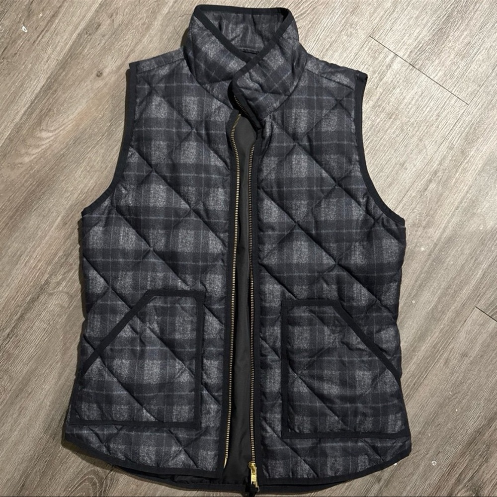 J. Crew Gray Quilted Vest with Gold Zipper